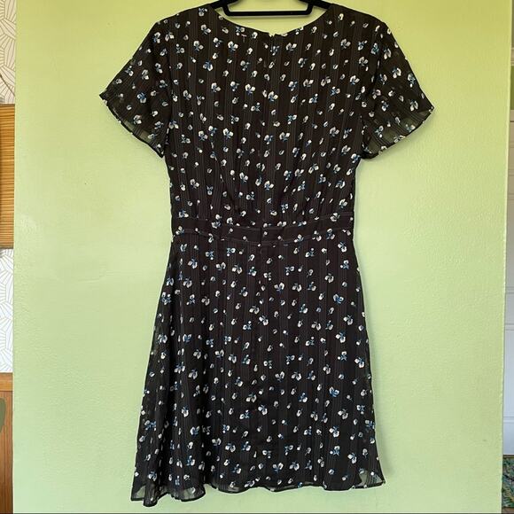 The East Order Ami Mini Floral Dress Ditsy Ruffle Black Blue Cottagecore XS - Picture 6 of 13